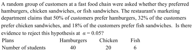 <strong> </strong> A) There is not evidence to reject the claim that the customers' preferences are distributed as claimed because the test value 4.455 < 7.815 B) There is evidence to reject the claim that the customers' preferences are distributed as claimed because the test value 7.815 > 4.455 C) There is not evidence to reject the claim that the customers' preferences are distributed as claimed because the test value 4.455 < 5.991 D) There is evidence to reject the claim that the customers' preferences are distributed as claimed because the test value 5.991 > 4.455
