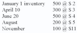 The following information was provided to Mel Blank, owner of Morse Market. Can you help Mel calculate the cost of ending inventory under LIFO, FIFO, and weighted average? During the year, a total of 1,200 were sold.