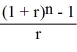 The formula for the Future Value Interest Factor of an Annuity (FVIFA) is .
