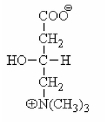 <strong>What structure is shown below and what is its main function? </strong> A)Coenzyme A;activation of fatty acids before β-oxidation. B)Carnitine;transport of fatty acyl CoA into the mitochondrial matrix. C)Taurocholate;one of the bile salts. D)Acetoacetate;synthesis of fatty acids.