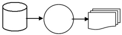 <strong>A report is generated from data stored on magnetic disk.Which one of the following diagrams represents this activity?</strong> A) B) C) D)