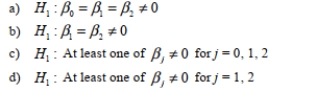SCENARIO 14-15 -Referring to Scenario 14-15, which of the following is the correct alternative hypothesis to Determine whether there is a significant relationship between percentage of students passing the Proficiency test and the entire set of explanatory variables?