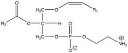<strong>What is the term for the molecule shown below? </strong> A)platelet-activating factor B)1-alkyl-2-acetylglcerophosphoethanolamine C)serine plasmologen D)choline plasmologen E)ethanolamine plasmologen