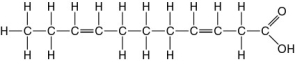 <strong>Figure 5.3 The molecule shown in Figure 5.3 is a</strong> A)polysaccharide. B)polypeptide. C)saturated fatty acid. D)triacylglycerol. E)unsaturated fatty acid.