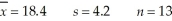 Assuming the population of interest is approximately normally distributed,construct a 95% confidence interval estimate for the population mean given the following values: