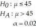 For the following hypothesis test: With n = 80,σ = 9,and = 47.1,state the decision rule in terms of the critical value of the test statistic.