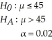 For the following hypothesis test: With n = 80,σ = 9,and = 47.1,state the appropriate p-value.
