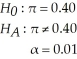 For the following hypothesis test: With n = 64 and p = 0.42,state the calculated value of the test statistic
