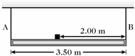 <strong>A uniform 1200 N beam that is 3.50 m long is suspended horizontally by two vertical wires at its ends.A small but dense 550 N weight is placed on the beam 2.00 m from one end,as shown in the figure.The tensions,A and B,in the two wires are: </strong> A)A = 875 N,B = 875 N B)A = 836 N,B = 914 N C)A = 8960 N,B = 8190 N D)A = 914 N,B = 836 N E)A = 8190 N,B = 8960 N