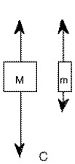 <strong>Two unequal masses M and m are connected by a light cord passing over a pulley of negligible mass.When released,the system accelerates.Friction is negligible. Which figure below gives the correct free-body force diagrams for the two masses in the moving system?</strong> A) B) C) D)