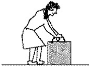 <strong>A woman is straining to lift a large crate,without success.It is too heavy.We denote the forces on the crate as follows: P is the upward force being exerted on the crate by the person,C is the contact force on the crate by the floor,and W is the weight of the crate. How are the magnitudes of these forces related,while the person is trying unsuccessfully to lift the crate?</strong> A)P + C = W B)P + C < W C)P + C > W D)P = C