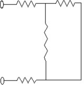 <strong>Each of the resistors in the circuit shown have a resistance of 160.0 Ω.What is the equivalent resistance of the circuit? </strong> A)400.0 Ω B)640.0 Ω C)480.0 Ω D)160.0 Ω