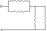 <strong>The resistors in the circuit shown each have a resistance of 600 Ω.What is the equivalent resistance of the circuit? </strong> A)600 Ω B)2400 Ω C)150 Ω D)1200 Ω