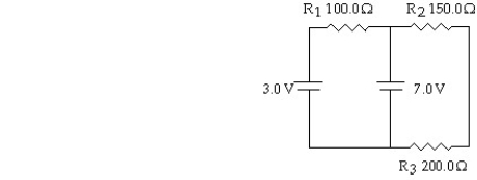 <strong>What is the current through resistor R<sub>1</sub> in this circuit? </strong> A)0.040 A B)0.10 A C)0.022 A D)0.0089 A