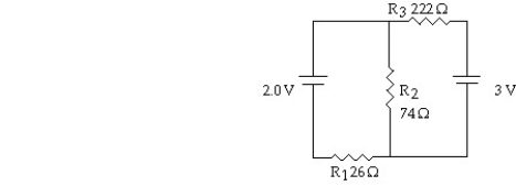 <strong>What is the current through resistor R<sub>3</sub> in this circuit? </strong> A)0.0063 A B)1.5 A C)0.0045 A D)0.013 A