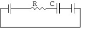 <strong>Draw a circuit with two batteries,a resistor between them,and a capacitor in parallel with the resistor.The batteries are connected negative pole to positive pole.</strong> A) B) C) D)