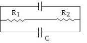 <strong>Draw a circuit consisting of a battery connected to two resistors,R<sub>1 </sub>and R<sub>2</sub>,in series with each other and a capacitor C connected across the resistors.</strong> A) B) C) D)