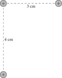 <strong>Consider the group of charges in this figure.All three charges have Q = 2.4 nC.What is their electric potential energy? </strong> A)4.1 × 10<sup>-6</sup> J B)4.6 × 10<sup>-6 </sup>J C)4.2 × 10<sup>-6</sup> J D)4.4 × 10<sup>-6</sup> J