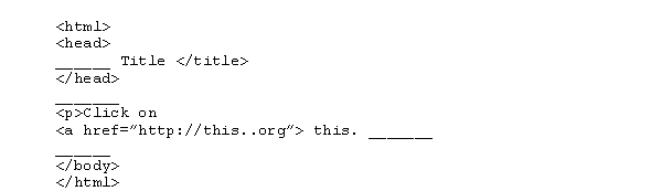 Fill in the blanks with the missing tags to the following HTML document.