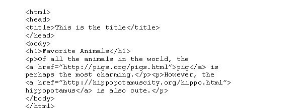 What would happen if a user clicked the mouse on the term pig while viewing the HTML document shown below?