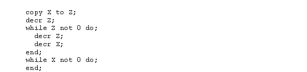 Is the following Bare Bones program self-terminating? Explain your answer.