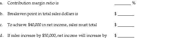 Black Pearl,Inc. ,sells a single product.The company's most recent income statement is given below. Required: