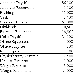 Phillip started his physiotherapy business in March 2013. Phillip's physiotherapy clinic for March 31, 2013 is provided below. All accounts have normal balances. Phillip issued sixty-three (63) common shares in March. Requirements Part A Prepare a trial balance using the correct financial presentation. Remember to include the correct headings. Part B Prepare an income statement for March 2013. Part C Prepare a statement of changes in equity for March 2013. Part D Prepare a statement of financial position for March 2013.