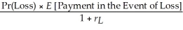 The expected loss = $75 million × .10 = $7.5 million Since the beta of the loss is not equal to zero we need to calculate the appropriate discount rate for the loss using the CAPM: r = r<sub>f</sub> + b (r<sub>M</sub> - r<sub>f</sub>) r = .05 + .4(.10 - .05)= .07 Insurance Premium = So the actuarially fair cost of full insurance = = $7.01 million