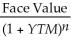 <strong>Which of the following formulas is incorrect?</strong> A)Yield to maturity for an n-period zero-coupon bond = B)Price of an n-period bond = + + ... + C)Price of an n-period bond = Coupon × + D)Coupon =