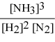 <strong>Write the equilibrium constant expression for the following reaction: N2(g) + 3 H2(g) ⇌ 2 NH3(g)</strong> A) B) C) D) E)