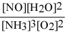 <strong>What is the equilibrium constant expression for: 4 NH3(g) + 5 O2(g) ⇌ 4 NO(g) + 6 H2O(g)</strong> A) B) C) D) E)