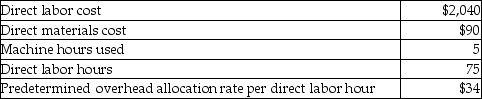 <strong>Halcyon Company completed Job 10B last month. The cost details of Job 10B are shown below: Calculate the total job cost for Job 10B.</strong> A)$2,640 B)$4,680 C)$2,550 D)$4,590