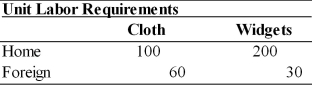 Dynamics of the Global Economy Given the information in the table above. What is the opportunity cost of Cloth in terms of Widgets in Foreign?