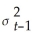 You have collected quarterly Canadian data on the unemployment and the inflation rate from 1962:I to 2001:IV.You want to re-estimate the ADL(3,1)formulation of the Phillips curve using a GARCH(1,1)specification.The results are as follows: t = 1.17 - .56 ΔInft-1 - .47 ΔInft-2 - .31 ΔInft-3 - .13 Unempt-1 (.48)(.08)(.10)(.09)(.06) = .86 + .27 + .53 . (.40)(.11)(.15) (a)Test the two coefficients for and in the GARCH model individually for statistical significance. (b)Estimating the same equation by OLS results in t = 1.19 - .51 ΔInft-1 - .47 ΔInft-2 - .28 ΔInft-3 - .16Unempt-1 (.54)(.10)(.11)(.08)(.07) Briefly compare the estimates.Which of the two methods do you prefer? (c)Given your results from the test in (a),what can you say about the variance of the error terms in the Phillips Curve for Canada? (d)The following figure plots the residuals along with bands of plus or minus one predicted standard deviation (that is,± )based on the GARCH(1,1)model. Describe what you see.