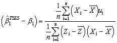 <strong>(Requires Appendix material)The relationship between the TSLS slope and the corresponding population parameter is:</strong> A) . B) . C) . D) .