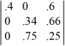 For the following transition matrices, determine the transient or absorbing states.