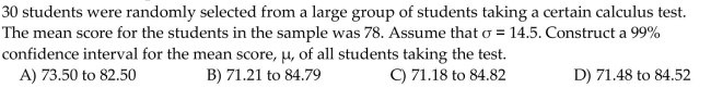 Find the confidence interval specified.