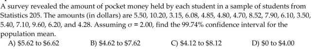 Find the requested confidence interval.