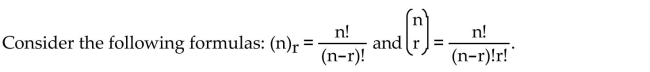 Write the word or phrase that best completes each statement or answers the question. Given the same values for n and r in each formula, which is the smaller value, P or C? How does this relate to the concept of counting the number of outcomes based on whether or not order is a criterion?