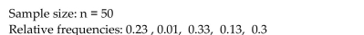 Provide an appropriate response. A chi-square goodness-of-fit test is to be performed. The relative frequencies for the null hypothesis and the sample size are given. True or false, the assumptions for using a chi-square goodness-of-fit test are satisfied?