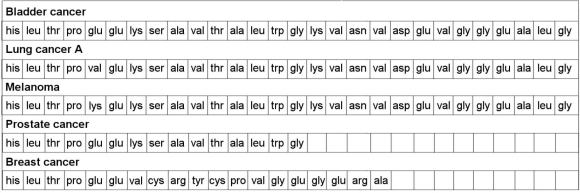 <strong>Table 8.3 Amino Acids Encoded by the Human p53 Gene Based on the information in Table 8.3, prostate cancer is probably the result of which kind of mutation?</strong> A) nonsense B) analog C) missense D) frameshift E) None of the answers is correct.