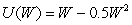 <strong>Which of the following utility functions exhibits constant relative risk aversion?</strong> A)U(W)= W. B) C)U(W)= ln W. D)U(W)= .