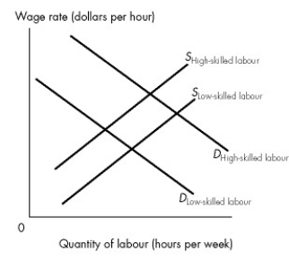 Use the figure below to answer the following questions. Figure 19.3.1 -Refer to Figure 19.2.1.For any given quantity of labour employed,