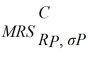 Mel and Christy are co-workers with different risk attitudes. Both have investments in the stock market and hold U.S. Treasury securities (which provide the risk free rate of return). Mel's marginal rate of substitution of return for risk ( <sup> </sup>/<sub> </sub>MU<sub> </sub>R<sub>P</sub>, σ<sub>P</sub><sub>) is </sub> <sub> </sub> <sub> </sub>= where RP is the individual's portfolio rate of return and σ<sub>P</sub> is the individual's portfolio risk. Christy's = . Each co-worker's budget constraint is R<sub>P</sub><sub> =</sub> R<sub>F</sub> + σ<sub>P</sub>, where R<sub>j</sub> is the risk-free rate of return, R<sub>m</sub> is the stock market rate of return, and σ<sub>m</sub> is the stock market risk. Solve for each co-worker's optimal portfolio rate of return as a function of R<sub>j</sub>, R<sub>m</sub>, and σ<sub>m</sub>.