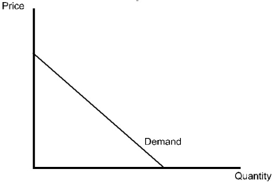 <strong>Which of the following statements about the diagram below is true?  </strong> A) Demand is infinitely elastic. B) Demand is completely inelastic. C) Demand becomes more inelastic as price declines. D) Demand becomes more elastic as price declines. <div style=padding-top: 35px> 