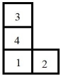 <strong>Figure 3.2 A company of four departments has the following closeness factors and current locations of all departments.Assume rectilinear distance. Using the information in Figure 3.2,which of these arrangements has the best weighted-distance score?</strong> A) B) C) D)