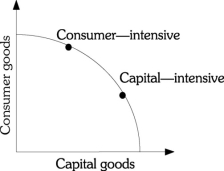 Refer to the information provided in Scenario 2 below to answer the questions that follow. SCENARIO 2: Assume that two countries are the same in every way except that one allocated more of its resources to the production of capital goods as opposed to consumer goods. Refer to Scenario 2. Graphically illustrate the production choices on a production possibilities frontier. Which country's PPF will likely move out farther in the future and why?