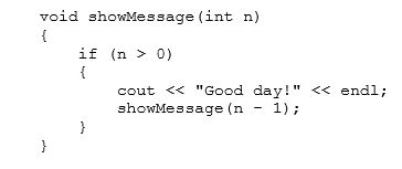 <strong>How many times will the following function call itself, if the value 5 is passed as the argument? </strong> A)1 B)4 C)5 D)An infinite number of times