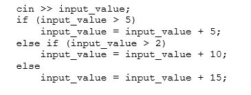 <strong>After execution of the following code, what will be the value of input_value if the value 0 is entered at the keyboard at run time?  </strong> A)15 B)10 C)25 D)0 E)5 <div style=padding-top: 35px> 