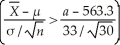 P(    > a)= 0.22 ⇒ P    = 0.22 ⇒ P    = 0.22 ⇒   = 0.77 ⇒ a = 567.94
